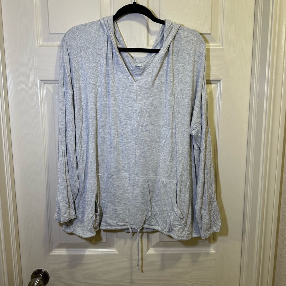 Old Navy Knit Pullover Hoodie Shirt Size XXL Gray Pocket Lightweight Drawstring